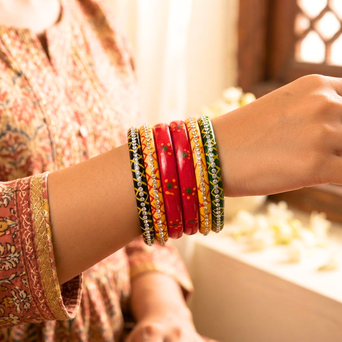 Kashi Bai (Stack Of 6 Lac Bangles)